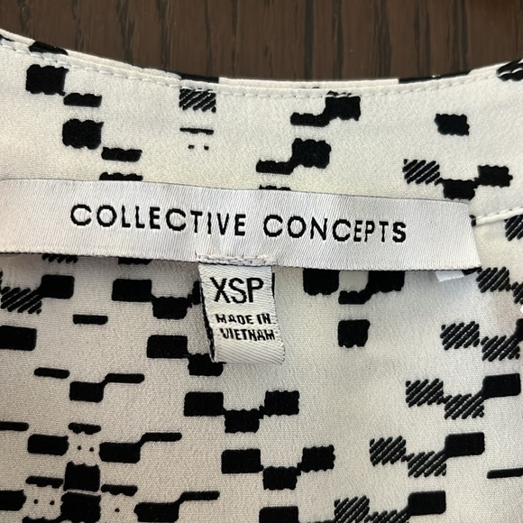 Collective Concepts sleeveless white and black patterned top. Size XSP - Picture 2 of 9